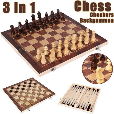 3 in 1 Chess, Checkers, Backgammon Set - Dream Buzz